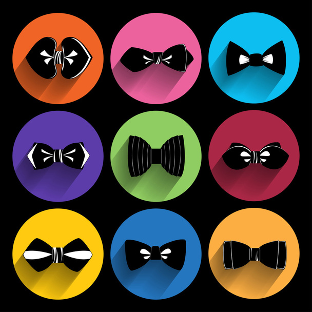 Trendy bow tie Icons With Long Shadow - Vektor, obrázek