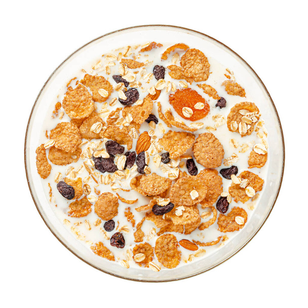 Muesli with dry fruits. Top view. Healthy breakfast concept - Photo, Image
