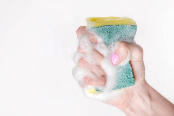 house cleaning gloves dishwashing sponge rag - Fotografie, Obrázek