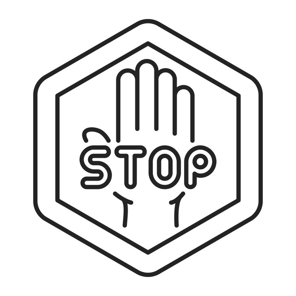 Stop violence black line icon. Protection of victims of bullying concept. Isolated vector element. Outline pictogram for web page, mobile app, promo. - ベクター画像