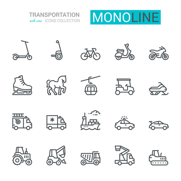 Icônes de transport, vue de côté, partie I. Concept de monoline
 - Photo, image
