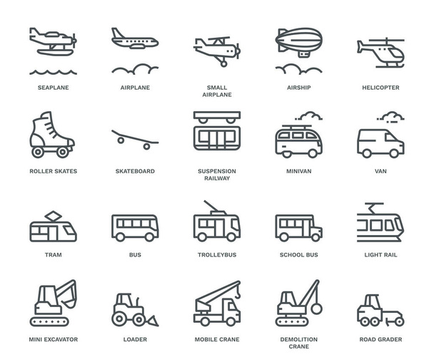 Közlekedési ikonok, oldalnézet, IV. rész. Monolin-koncept - Fotó, kép