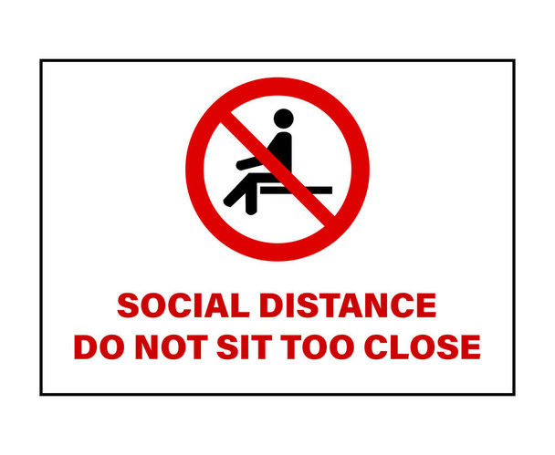 Do not sit here no sitting social distancing warning sign - Vector, Image