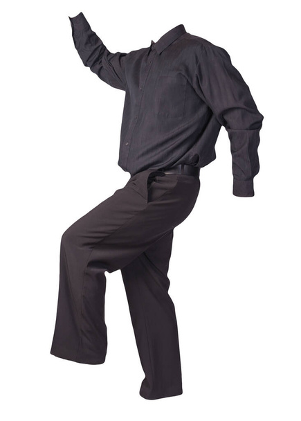 men's black shirt and black pants isolated on white background. fashion clothes - Photo, image
