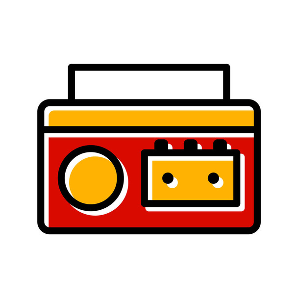 Икона проигрывателя кассеты в модном стиле изолированная Backgroun
 - Вектор,изображение