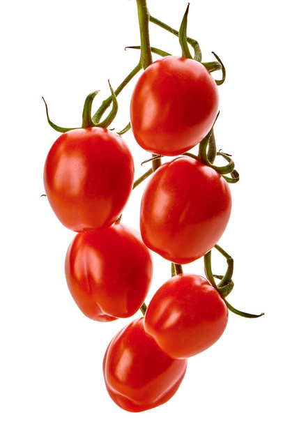 Спелые свежие помидоры черри на ветке, изолированные на белом фоне
 - Фото, изображение