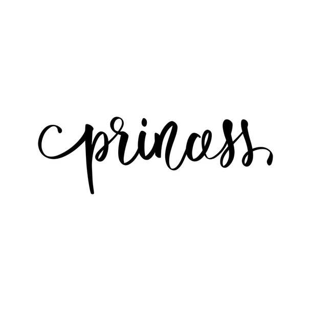 Princess Calligraphy lettering isolated on white. Queen Typographic print - Вектор, зображення