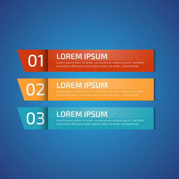Infographic Design Elements with 3 different color, red, yellow, blue. Template for diagram, graph, presentation and chart. Business concept with 3 options, parts, steps, processes.Vector illustration - Вектор, зображення