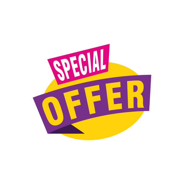 Special offer vector ribbon design template. Banner sale tag. Market special offer discount label - Vector, Image