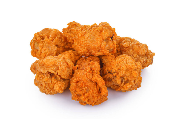 Heap of fried chicken isolated on white background. - Photo, Image