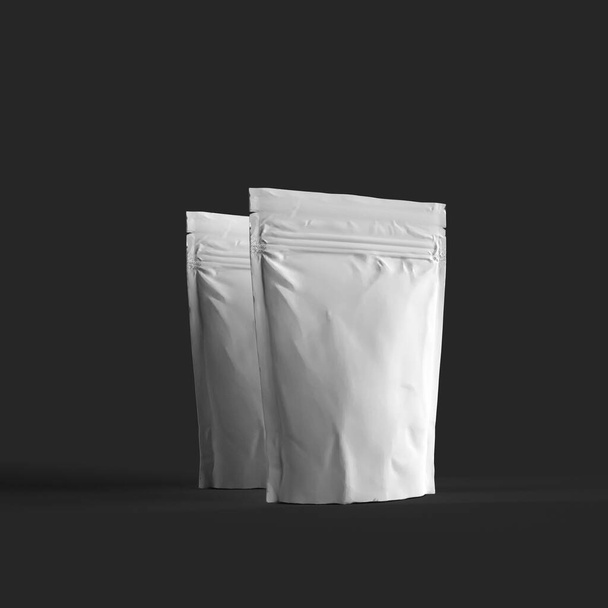 3D Coffee Package op een zwarte achtergrond - Foto, afbeelding