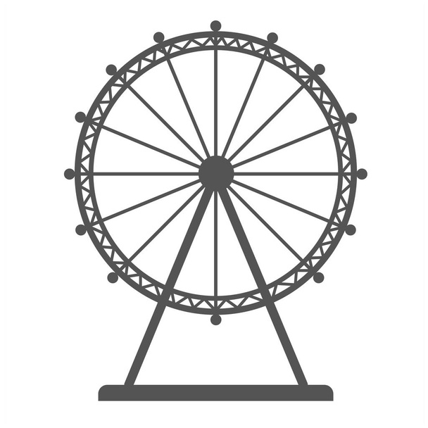 Liner icon of ferris wheel silhouette isolated on white background. Flat vector amusement park sideshow. - Vettoriali, immagini