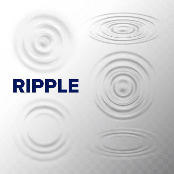 Ripple Water Surface Texture From Drop Set Vector. Sammlung von verschiedenen Gravitations-Kapillarwasser und Schallwellen Bewegung. Wirbel in runder Form, flüssige Trägheitsvorlage Realistische 3D-Illustrationen - Vektor, Bild