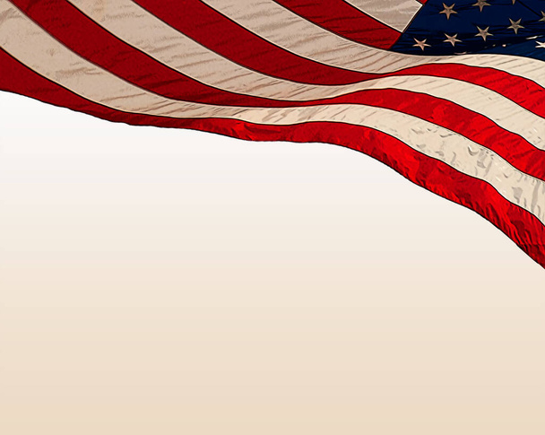 Amerikaanse vlag copyspace. Illustratie. - Foto, afbeelding