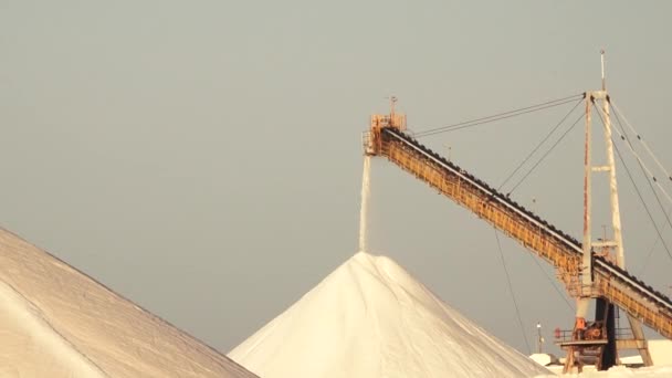 Sól z Rio Tinto Dampier. Jest to jeden z największych prywatnych producentów soli na świecie, o wydajności ponad czterech milionów ton rocznie w Dampier.. - Materiał filmowy, wideo