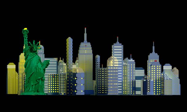 Nova Iorque neon cidade de blocos
 - Foto, Imagem