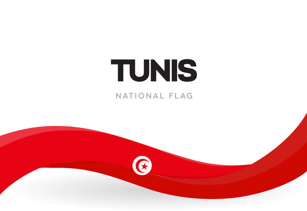 Η Δημοκρατία της Τυνησίας κυματίζει κόκκινο λάβαρο. Τυνησιακή πατριωτική εθνική αφίσα. Ημέρα ανεξαρτησίας της Τυνησίας φυλλάδιο εορτασμού. Επέτειος δημόσιων εορτών εικονογράφηση διάνυσμα. - Διάνυσμα, εικόνα