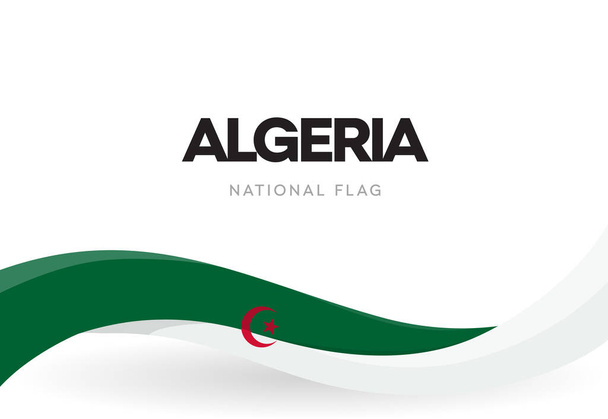 De Democratische Volksrepubliek Algerije zwaait met vlagspandoek. Algerijnse groene en witte patriottische lint poster. Nationale feestdag viering. Geïsoleerde Independence Day vector illustratie. - Vector, afbeelding