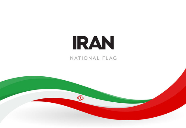 Islamska Republika Iranu powiewa flagą. Irański plakat z wstążką patriotyczną. Dzień Niepodległości Persji. Perskie święto narodowe. Izolowane święto państwowe rocznica wektor ilustracji - Wektor, obraz