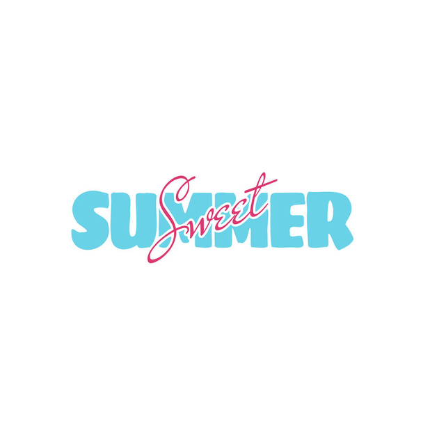 Typography about summer time with sun and water wave also palm tree. Welcome Summer Vector Illustration Design - Vettoriali, immagini