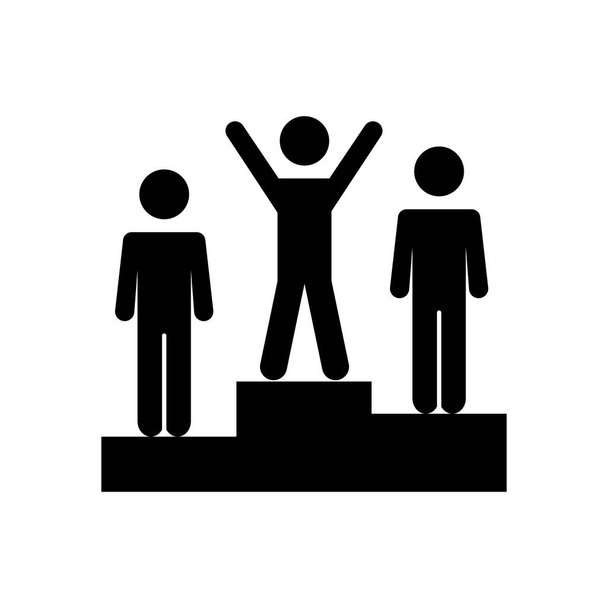 Пиктограмма людей, стоящих на подиуме, силуэт стиле
 - Вектор,изображение
