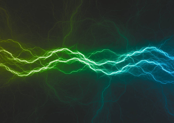 Green and blue abstract fractal lightning - Photo, Image