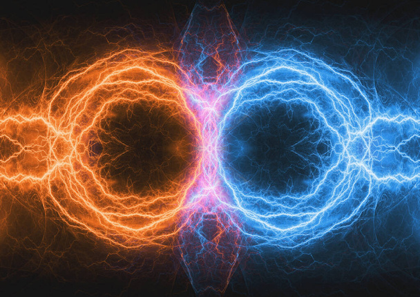 Молния огня и льда, абстрактный электрический фон - Фото, изображение