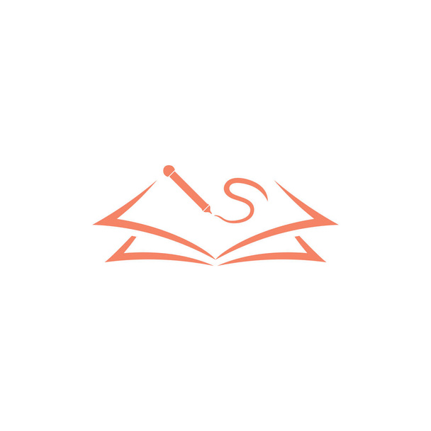 kitap kalemi basit sembol logosu - Vektör, Görsel