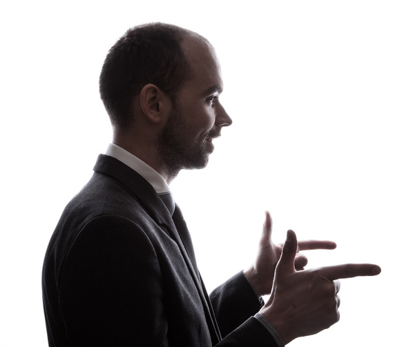 Caucasian business man silhouette - Zdjęcie, obraz