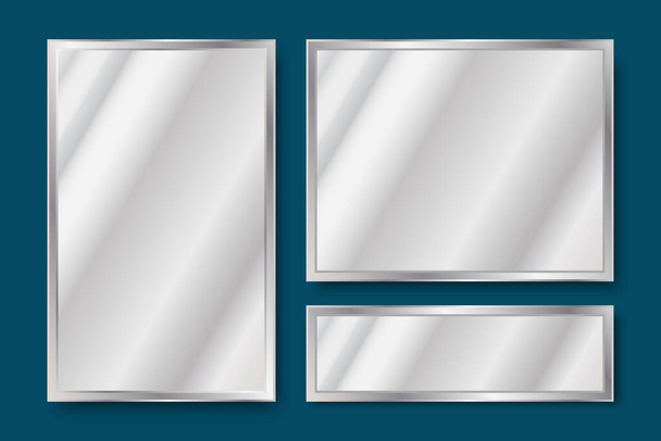 Realistisch vectorbeeld van spiegels. Achtergrond set van glazen texturen.  - Vector, afbeelding