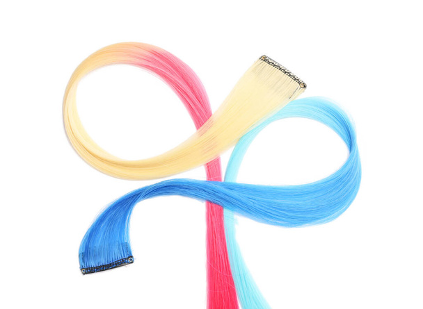 Красочные пряди волос на белом фоне
 - Фото, изображение
