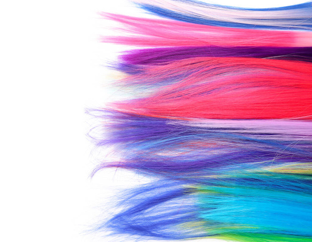 Colorful hair strands on white background - Фото, зображення