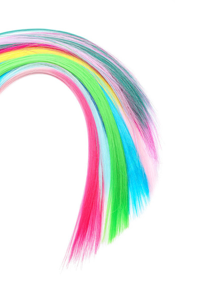 Colorful hair strand on white background - Fotoğraf, Görsel