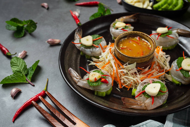 Fresh shrimp soaked in fish sauce, Thai food. - Photo, Image