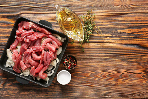 Ingredients for beef stroganoff on table - Photo, Image