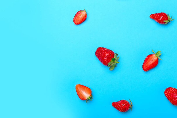 Sweet ripe strawberry on color background - Photo, image