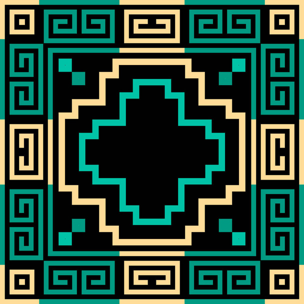 Geometric greek vector seamless pattern. Abstract tribal ethnic style background. Repeat colorful ornate backdrop. Elegant modern ornament. Ancient greek square frames, lines, greek key meanders - Вектор,изображение