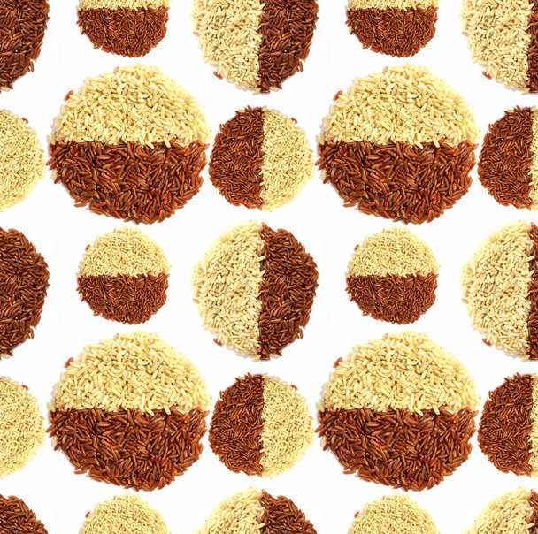 Seamless pattern. White and brown rice - Photo, Image