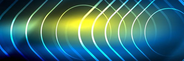 Блестящие неоновые светящиеся технологические линии, высокотехнологичный футуристический абстрактный шаблон фона с квадратными формами - Вектор,изображение