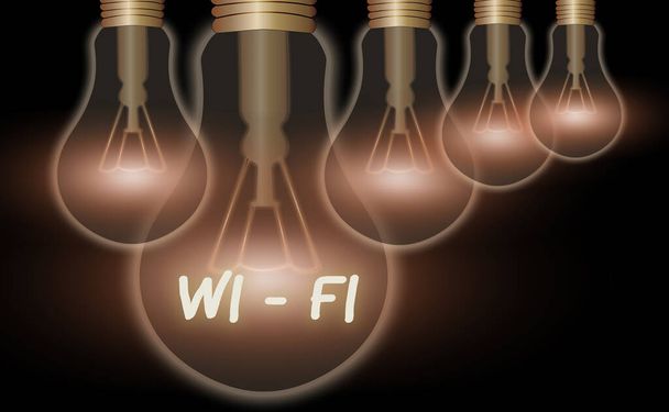 El yazısı Wi-Fi. Kavram anlamı kablosuz yüksek hızlı internet ve ağ bağlantıları sağlar. - Fotoğraf, Görsel
