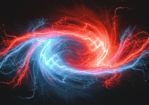 Tűz és jég örvénylő plazma világítás, elvont elektromos teljesítmény - Fotó, kép