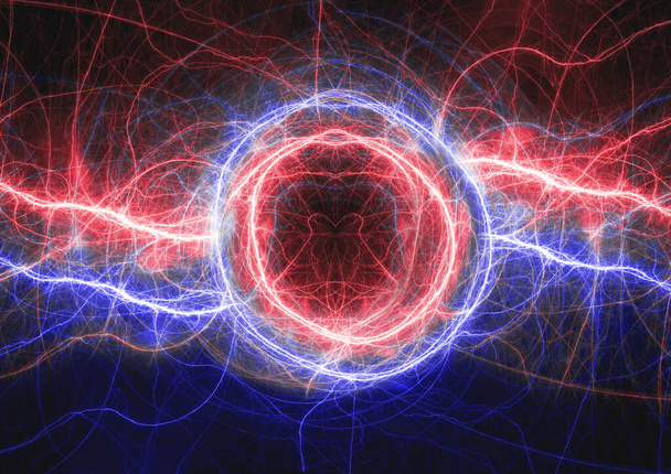 Fuego y hielo girando rayo de plasma, energía eléctrica abstracta
 - Foto, imagen