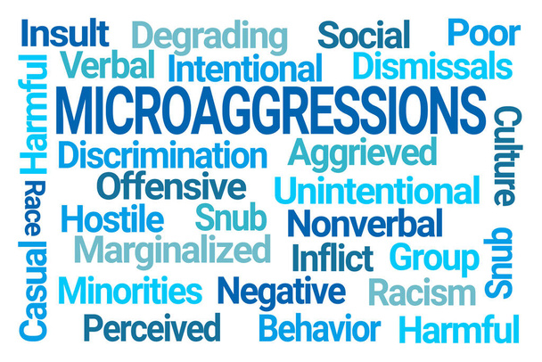 Mikroaggressionen Word Cloud auf weißem Hintergrund - Foto, Bild