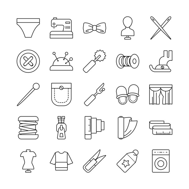 aghi e set di icone per cucire, stile linea
 - Vettoriali, immagini