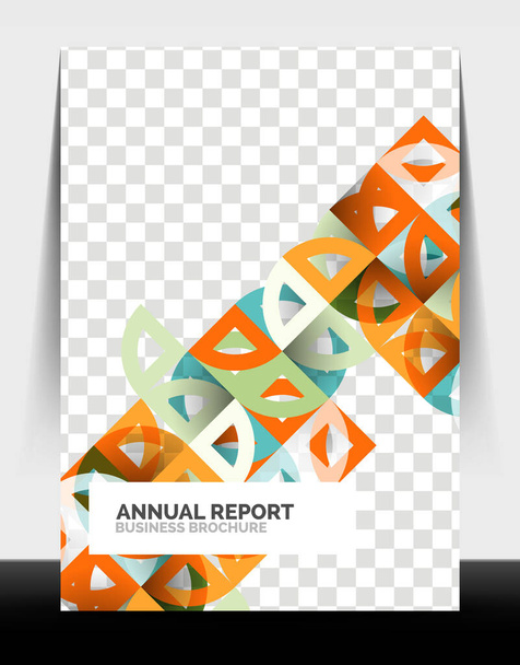 Business flyer jaarverslag, cirkel en driehoek vormen modern design - Vector, afbeelding