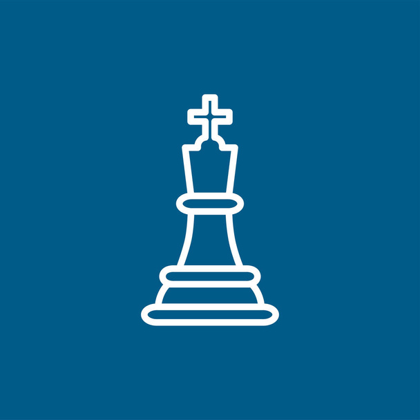 Chess King Line Icon On Blue Background. Blue Flat Style Vector Illustration. - Vector, Image