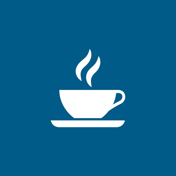 Koffie Beker pictogram op blauwe achtergrond. Blauwe vlakke stijl vectorillustratie. - Vector, afbeelding