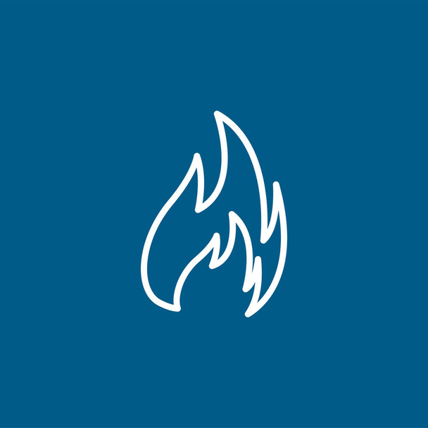 Fire Line Icon On Blue Background. Blue Flat Style Vector Illustration. - Vector, Image