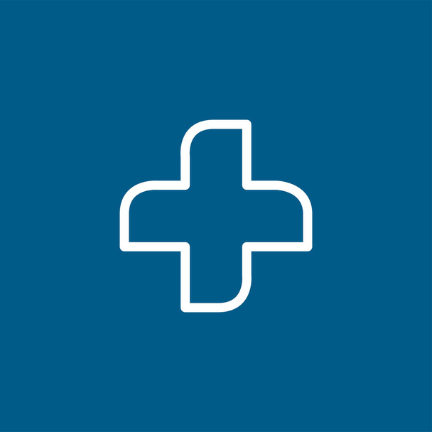 Ícone de linha cruzada médica em fundo azul. Ilustração de vetor de estilo plano azul
. - Vetor, Imagem