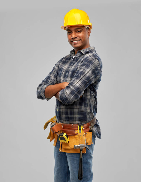 happy indian worker or builder with crossed arms - Zdjęcie, obraz